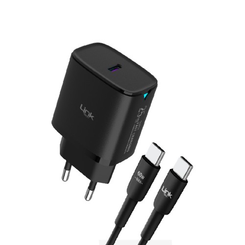 LinkTech C311 25W PD Type-C to Type-C Kablolu Şarj Aleti Set Siyah&hellip;