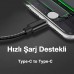 BlitzPower Type-C to Type-C Örgü Metal 20cm Şarj Kablosu
