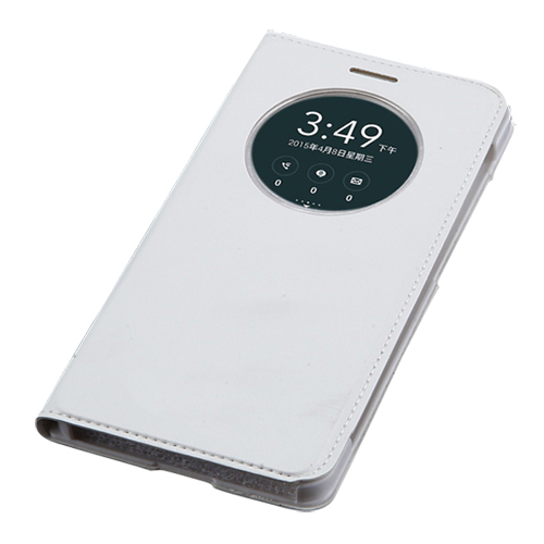 Asus Zenfone 6 S View Dikişli Deri Pencereli Kılıf Beyaz&hellip;