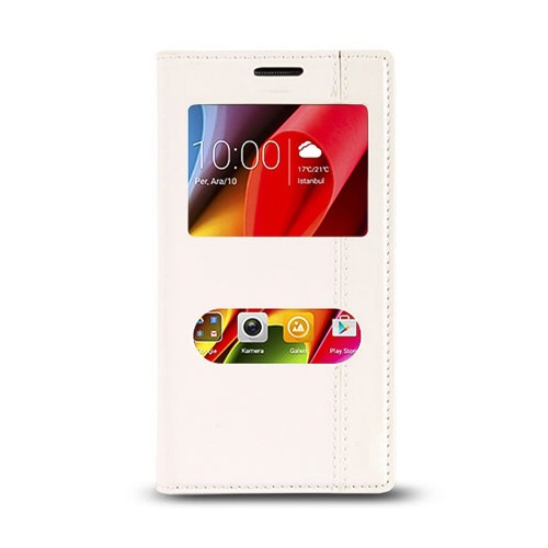 LG G3 BEAT(Mini) Gizli Mıknatıslı Pencereli Magnum Kılıf Beyaz&hellip;