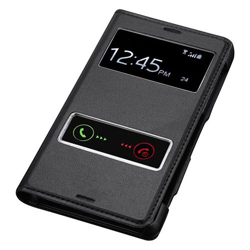 Sony Xperia Z3 Dikişli Yan Kapaklı TPU Kılıf Siyah&hellip;