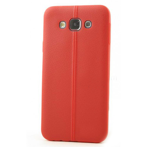 FitCase Samsung Galaxy E7 (E700) Ultra İnce Dikişli TPU Arka Kapak Kırm&hellip;