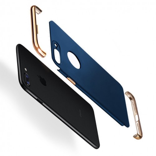 FitCase iPhone 7 Plus / 8 Plus Kılıf Golden Frame Arka Kapak Lacivert&hellip;
