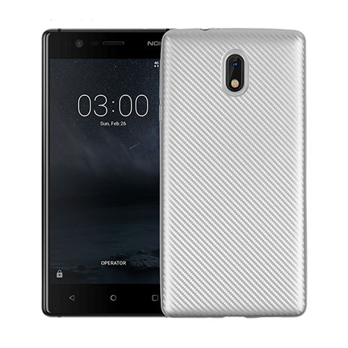FitCase Nokia 3 Carbon Desen Arka Kapak Silver&hellip;