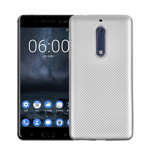 FitCase Nokia 5 Carbon Desen Arka Kapak Silver&hellip;