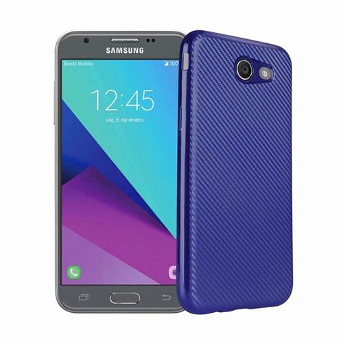 FitCase Galaxy J3 2017 Elektroliz Carbon Desen Arka Kapak Lacivert&hellip;