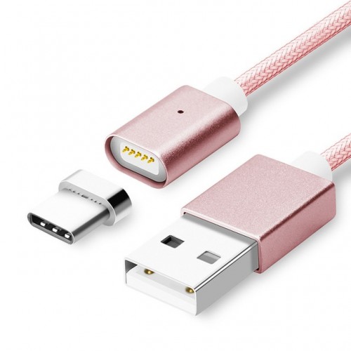 Manyetik Mıknatıslı Type-C Şarj Kablosu RoseGold Hasır-Örgü Ekstra &hellip;