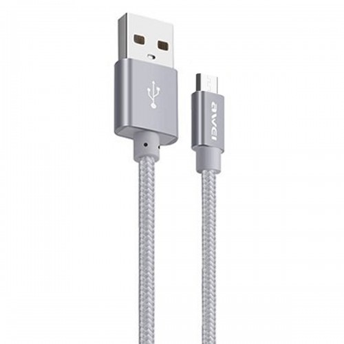 Awei Micro USB Hızlı Şarj ve USB Kablo Metal Örgü 1mt CL-30 Silver&hellip;