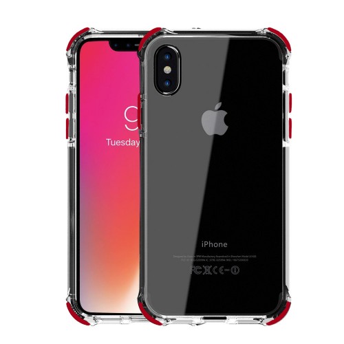 FitCase iPhone Xs Max Anti Shock Darbe Koruyucu Silikon Arka Kapak Kırmı&hellip;