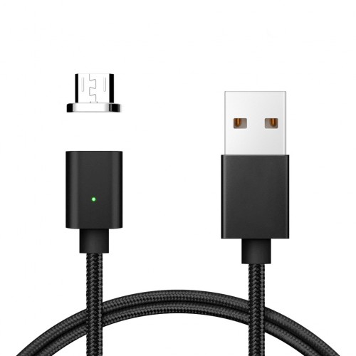 FitPlus Manyetik Mıknatıslı Micro USB Hızlı Şarj Kablosu QC 3.0 Siya&hellip;