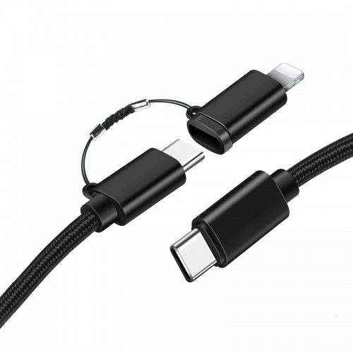 FitPlus 2in1 Type-C - Type-C+Lightning Data/Şarj Kablosu PD 3A 60W 1mt Si&hellip;