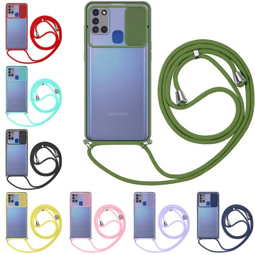 Samsung Galaxy A21s Kılıf Palm Kamera Korumalı İpli Boyun Askılı Sil&hellip;