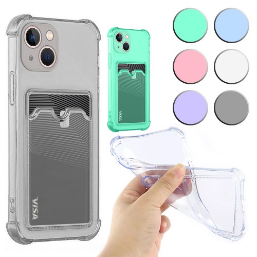 FitCase iPhone 13 Kılıf Cardy Şeffaf Kartlık Cepli Köşe Korumalı Ka&hellip;
