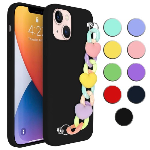 iPhone 13 Mini Kılıf Renkli Zincir Aksesuarlı Silikon Kapak&hellip;