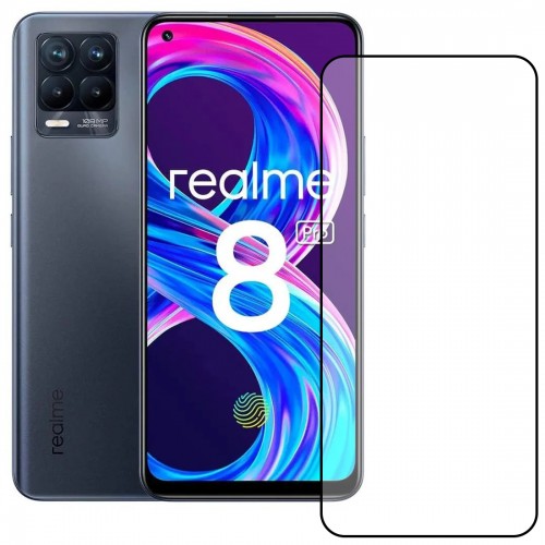 Bufalo Realme 8 / 8 Pro Ekran Koruyucu 5D Temperli Cam Siyah&hellip;