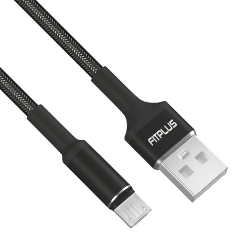 FitPlus Round RS-101 Micro USB Data/Şarj Kablosu 3A 1mt Örgü - Siyah&hellip;
