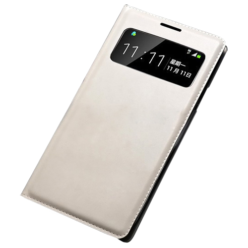 Samsung I9500 Galaxy S4 S View Dikişli Deri Pencereli Kılıf Beyaz&hellip;