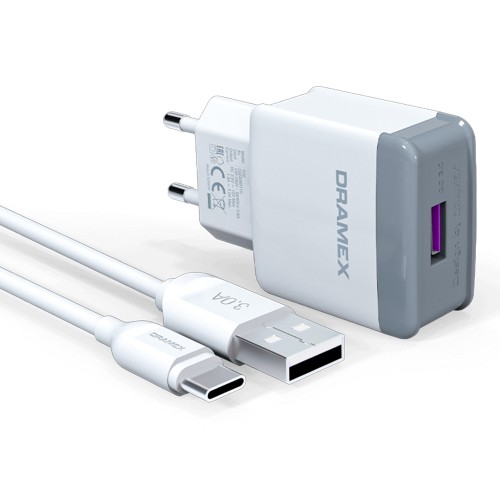 Dramex D30T Şarj Aleti Type-C Kablolu Set 3.0A&hellip;