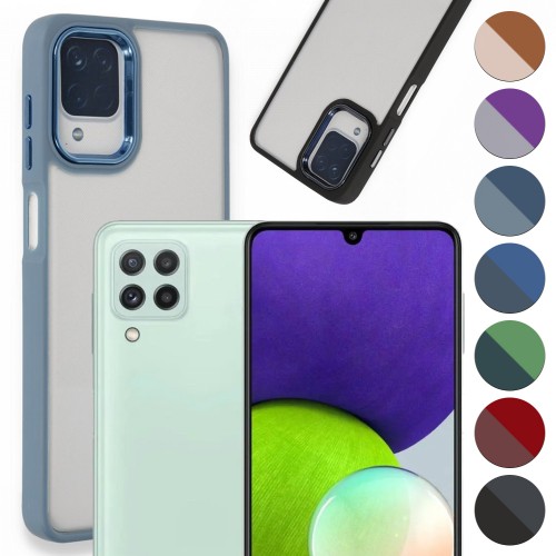 Samsung Galaxy A22 Kılıf Luna Lens Kamera Çerçeveli Silikon Kapak&hellip;