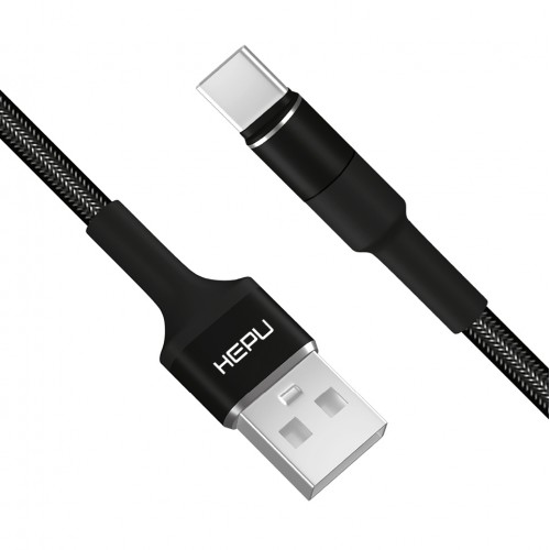 HEPU HP-415 Solid USB - Type-C QC3.0 3.1A Şarj Kablosu 1mt Siyah&hellip;