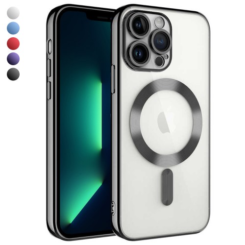 iPhone 13 Pro Max Kılıf Magsafe Özellikli Metal Lazer Silikon Kapak&hellip;