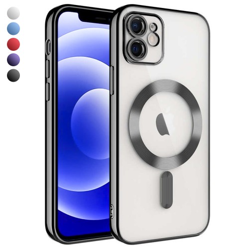 iPhone 12 Kılıf Magsafe Özellikli Metal Lazer Silikon Kapak&hellip;