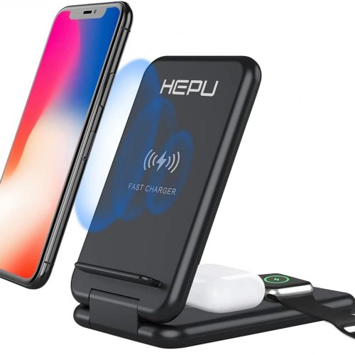 HEPU HP-W03 3in1 15W Hızlı Şarj Destekli Katlanabilir Kablosuz Şarj St&hellip;